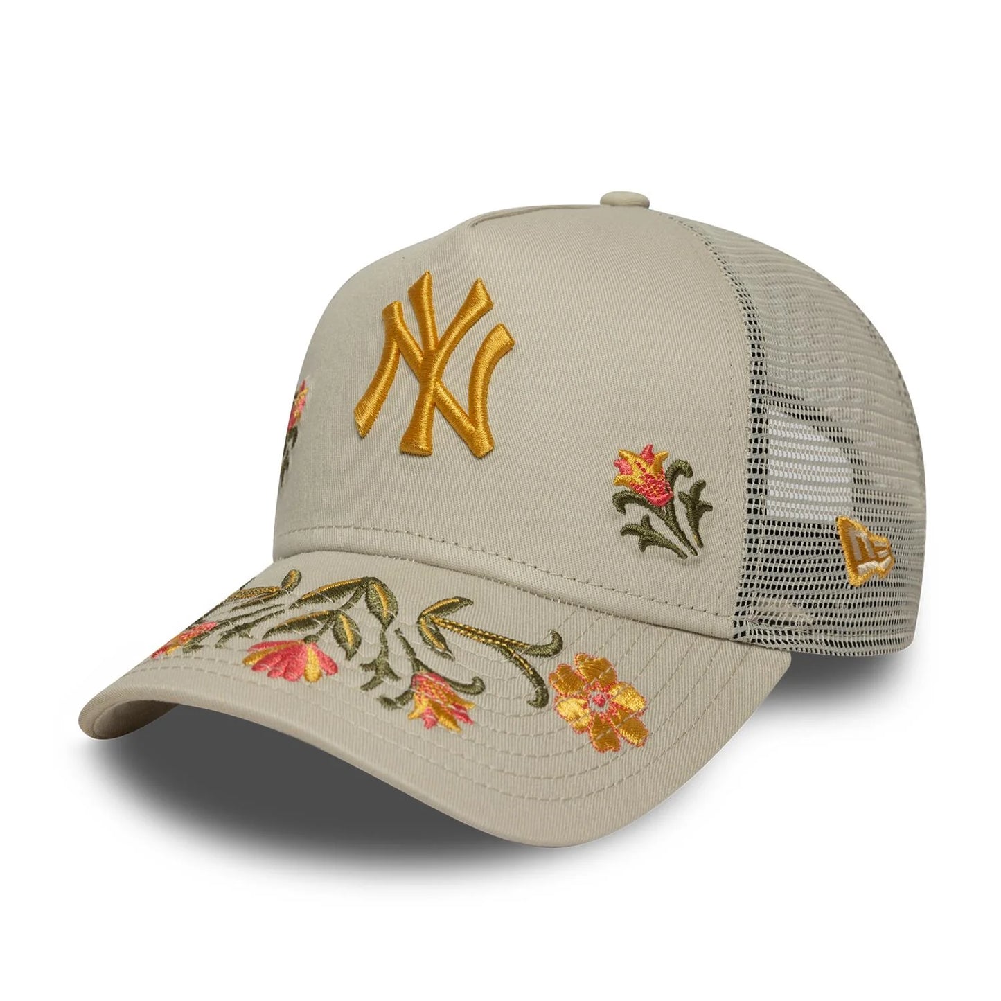 New era Derhúfa - NY flower embroided E-frame trucker - sand
