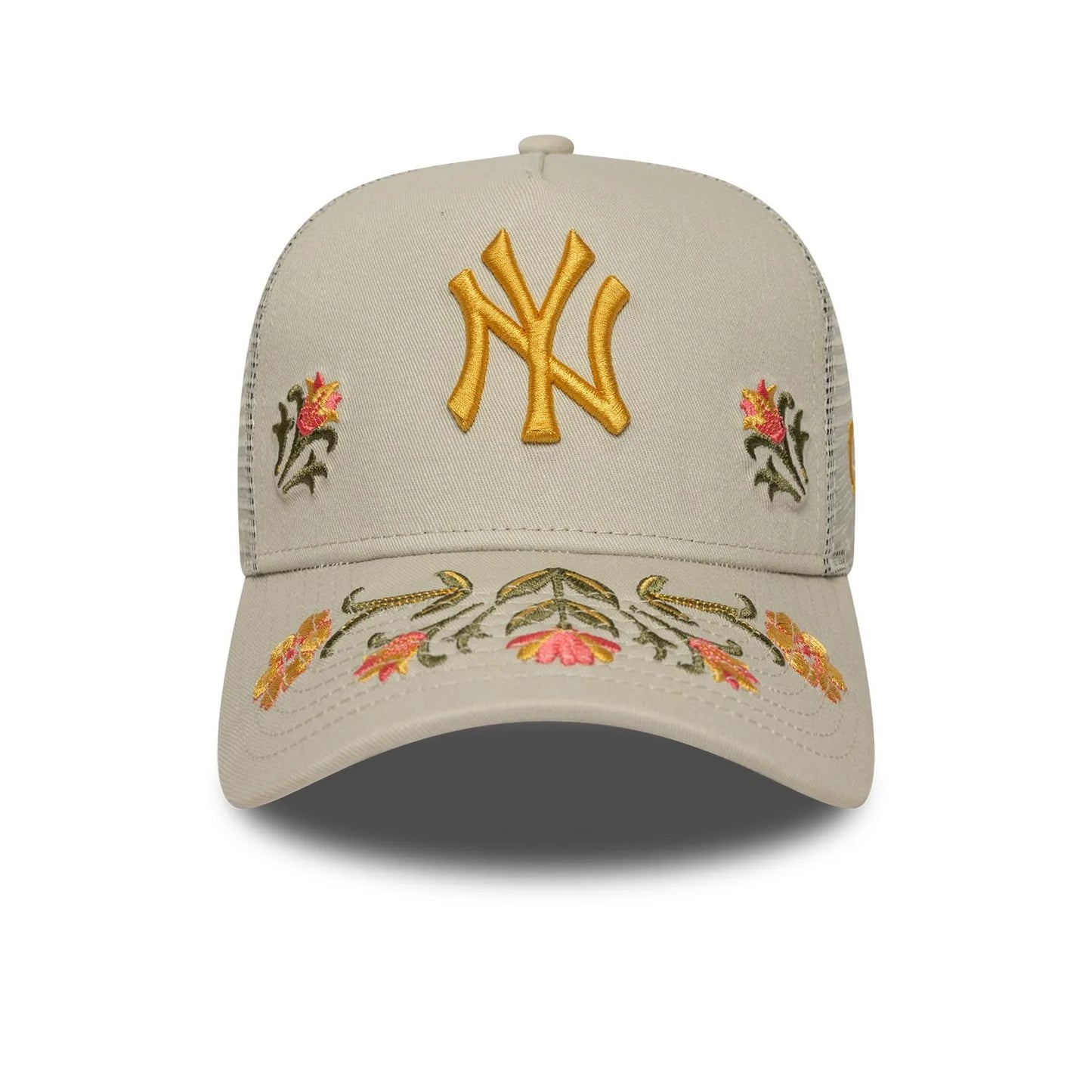 New era Derhúfa - NY flower embroided E-frame trucker - sand