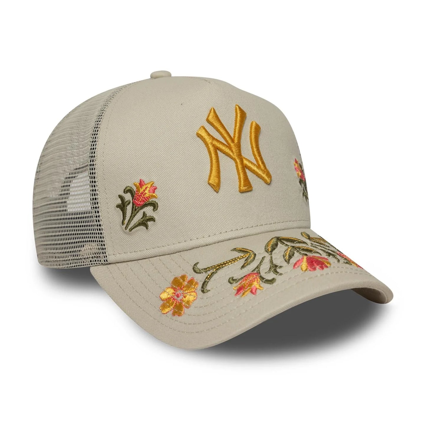New era Derhúfa - NY flower embroided E-frame trucker - sand
