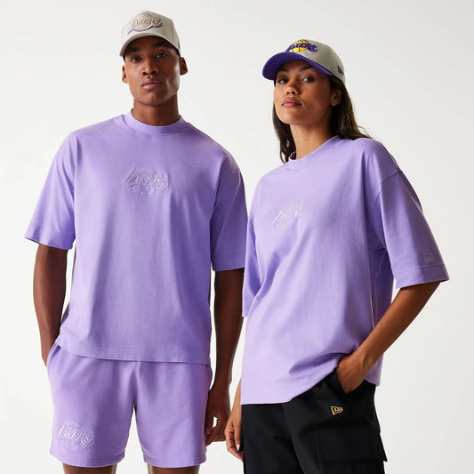 New Era stutterma bolur - LA Lakers NBA Washed purple Box T-Shirt