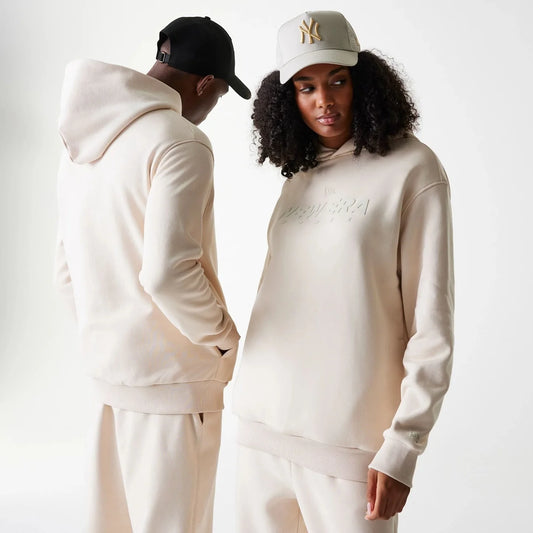 New Era Hettupeysa - Tech Light Beige Oversized Pullover Hoodie
