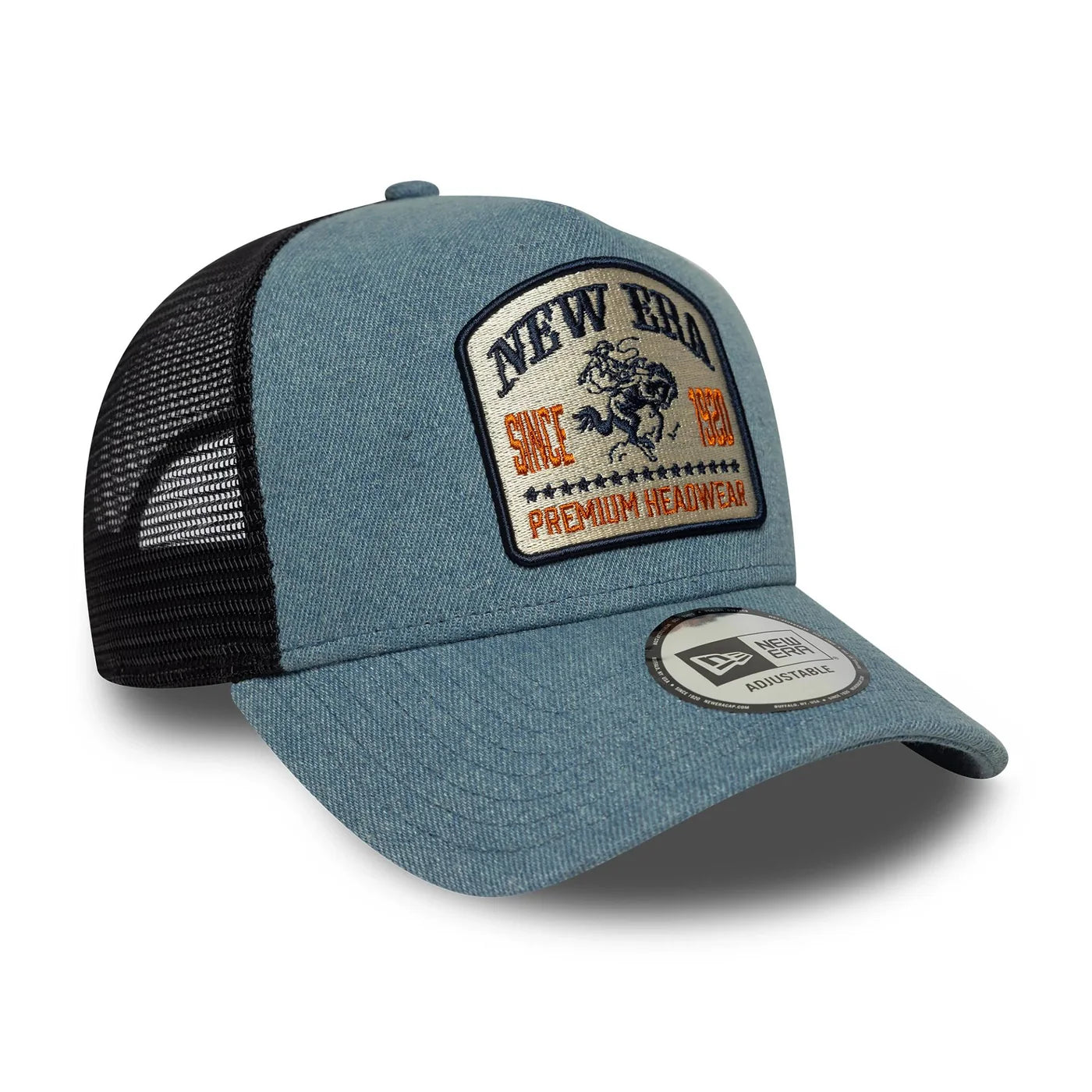 New Era Derhúfa - Denim Patch Pastel Blue 9FORTY A-Frame Trucker Adjustable Cap