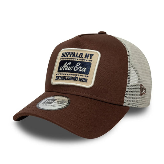 New Era Derhúfa - new era patch brown 9FORTY A-Frame Trucker Adjustable Cap