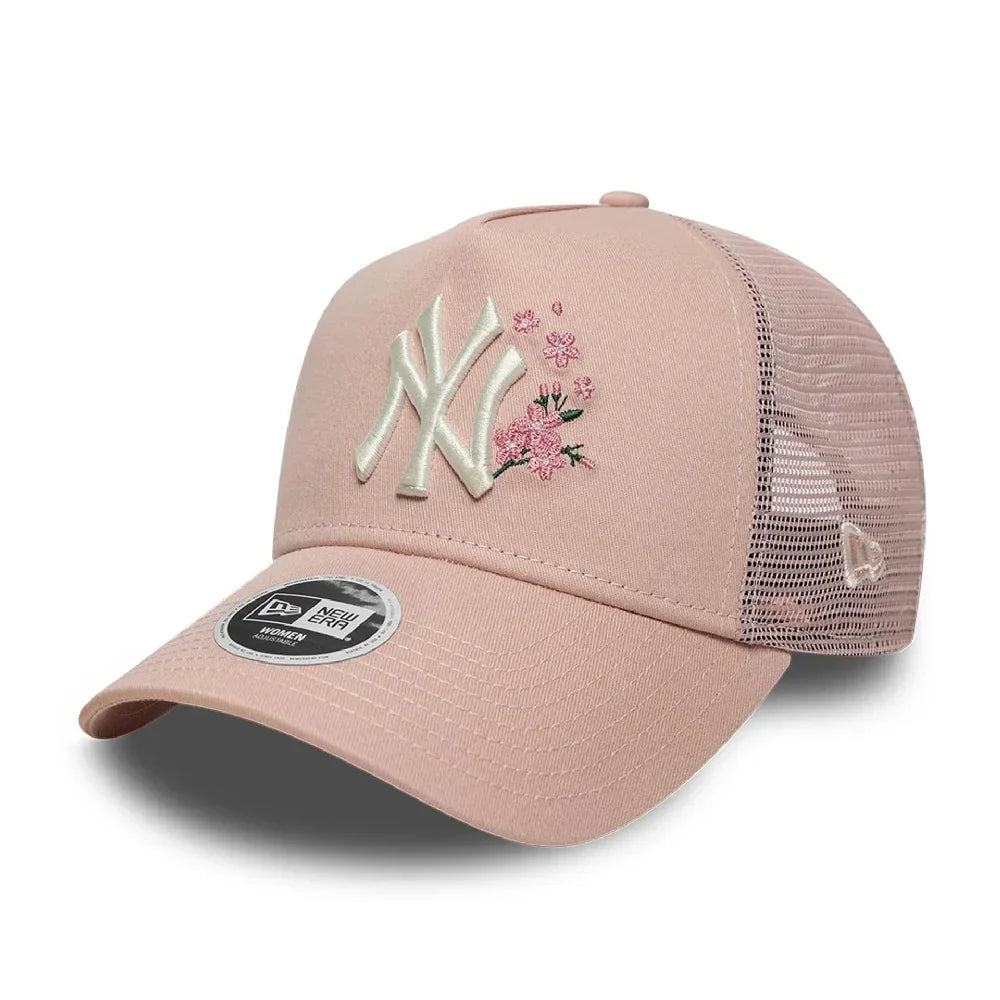 New Era Derhúfa - New York Yankees Womens MLB Floral Pastel Pink 9FORTY A-Frame Trucker Adjustable