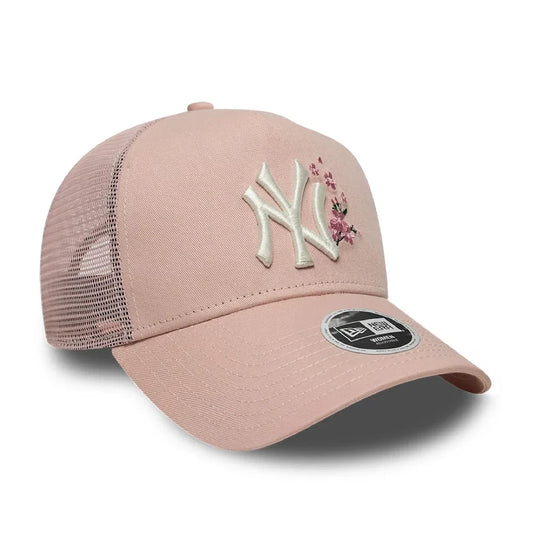 New Era Derhúfa - New York Yankees Womens MLB Floral Pastel Pink 9FORTY A-Frame Trucker Adjustable