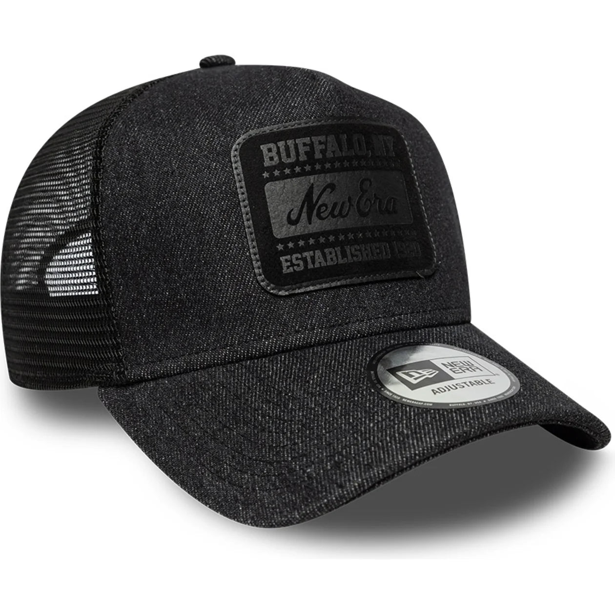 New Era Derhúfa - New Era Mens 9FORTY Denim A-Frame Trucker Cap - Black)