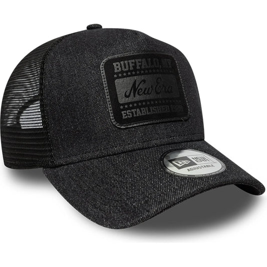 New Era Derhúfa - New Era Mens 9FORTY Denim A-Frame Trucker Cap - Black)