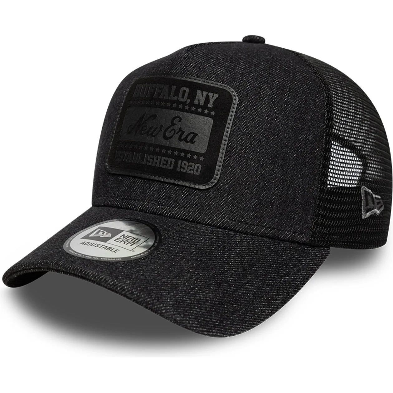 New Era Derhúfa - New Era Mens 9FORTY Denim A-Frame Trucker Cap - Black)