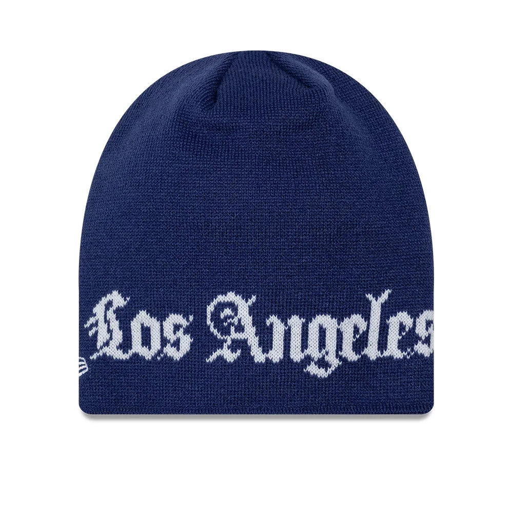 New Era Húfa - LA Dodgers MLB Script Dark Blue Skull Knit Beanie