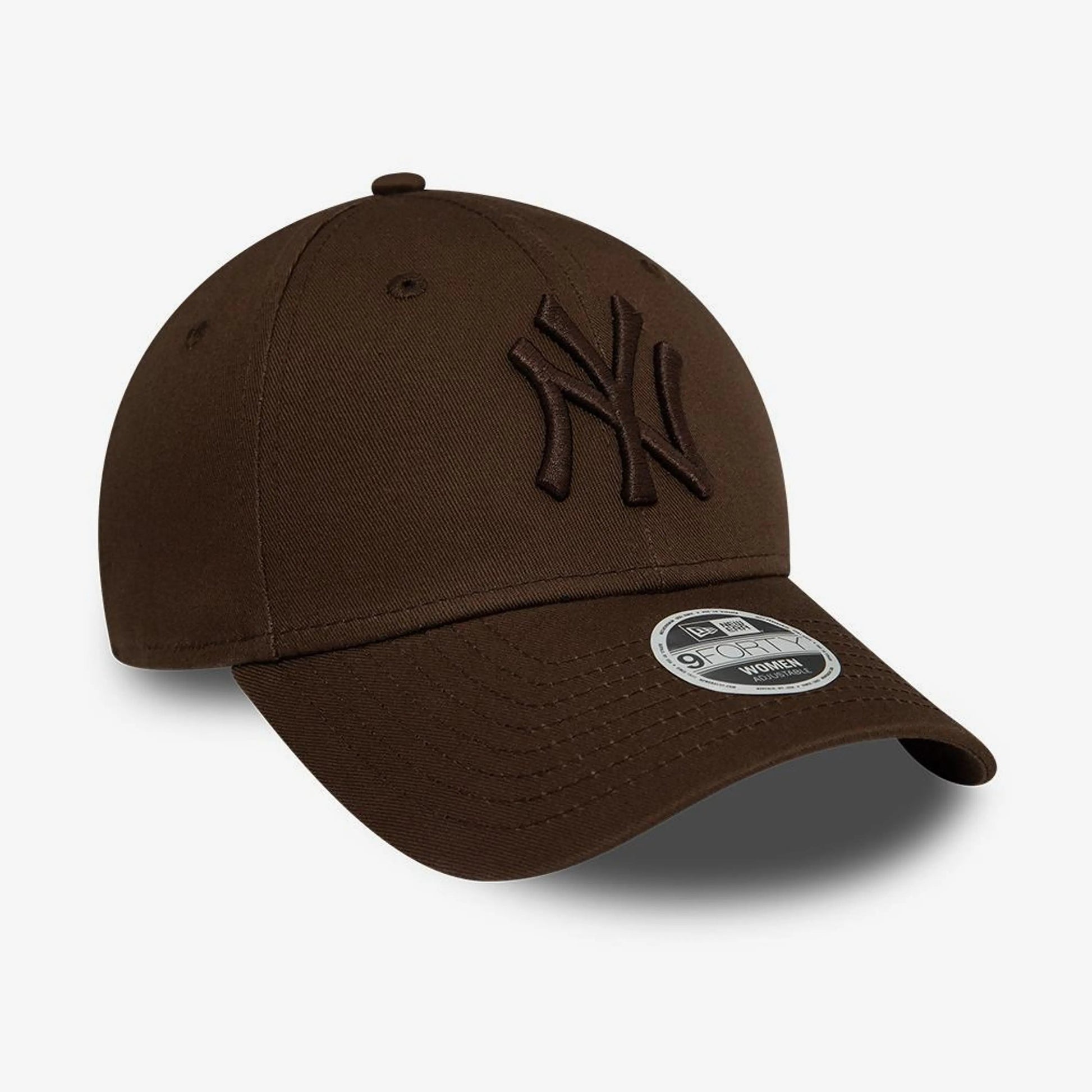 Brown baseball cap with a logo on a white background
