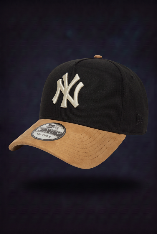 New Era Derhúfa - New York Yankees MLB Suede Visor Black 9FORTY E-Frame