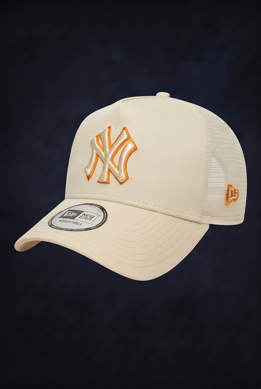 New Era Derhúfa - New York Yankees MLB Outline Cream 9FORTY E-Frame Trucker Adjustable Cap