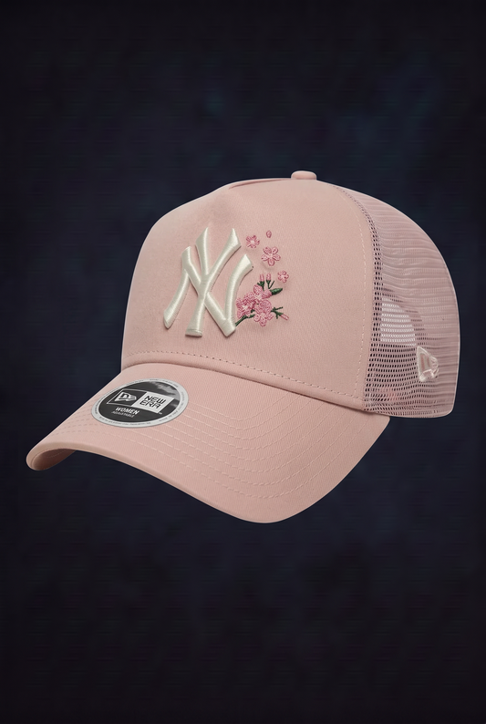 New Era Derhúfa - New York Yankees Womens MLB Floral Pastel Pink 9FORTY A-Frame Trucker Adjustable