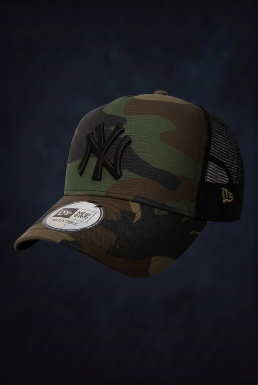 New Era Derhúfa - New York Yankees MLB League Essential camó 9FORTY A-Frame Trucker Adjustable Cap